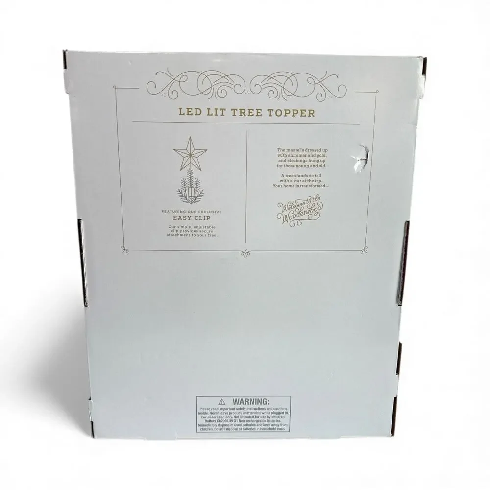 Wondershop LED Star Tree Topper Silver Glitter 90 Lights Christmas NEW